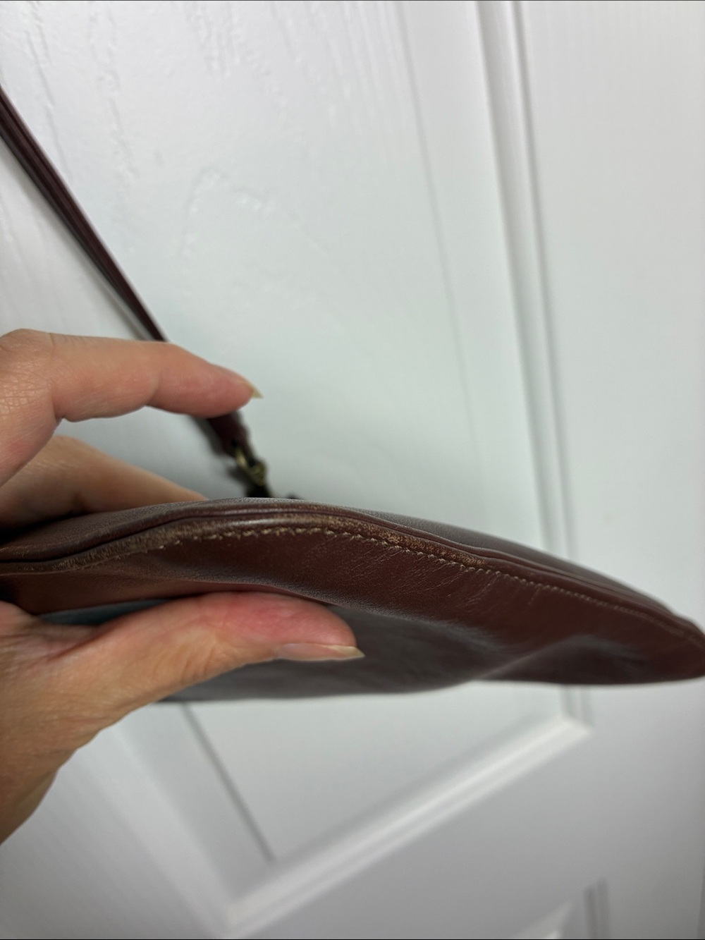 Eileen Fisher Brown/ Oxblood Leather Messenger Crossbody - Picture 11 of 12